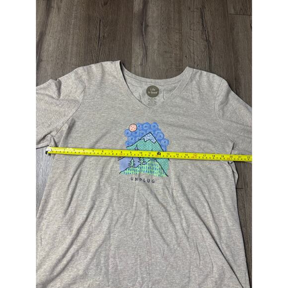 Life is Good Unplug Long Sleeve Crusher Tee Sz XL Gray Outdoor Hiking Mountain - Picture 4 of 8